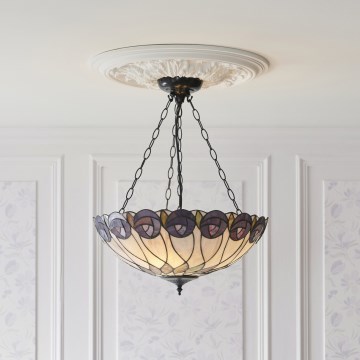 Endon 111872 - Πολυέλαιος σε αλυσίδα Tiffany HUTCHINSON 3xE27/60W/230V διάμ. 50 εκ.