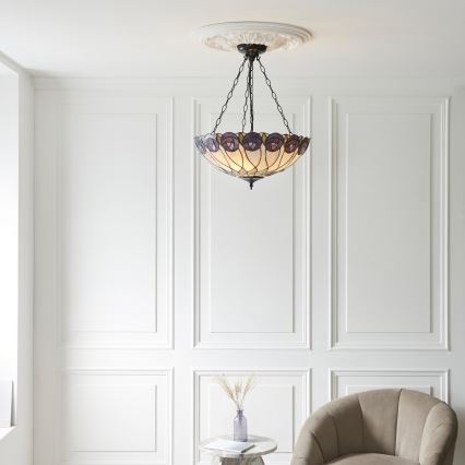 Endon 111872 - Πολυέλαιος σε αλυσίδα Tiffany HUTCHINSON 3xE27/60W/230V διάμ. 50 εκ.