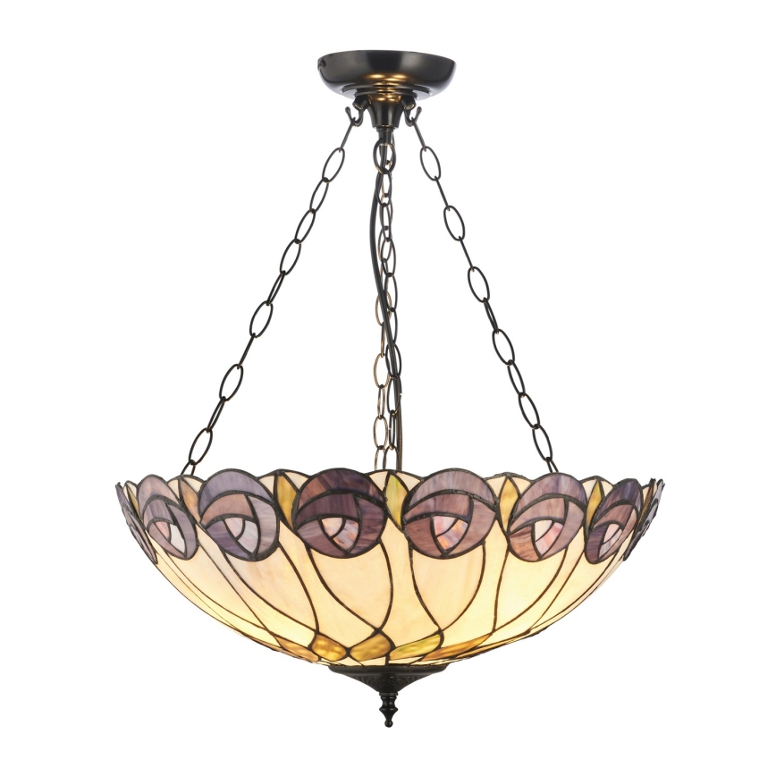 Endon 111872 - Πολυέλαιος σε αλυσίδα Tiffany HUTCHINSON 3xE27/60W/230V διάμ. 50 εκ.