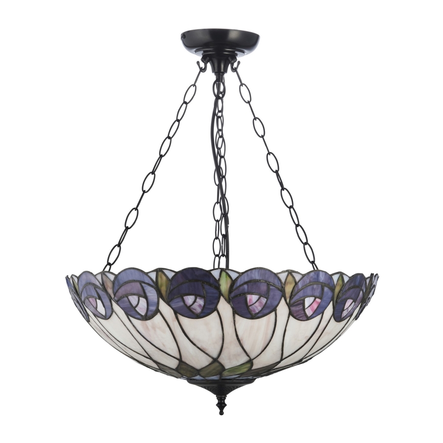 Endon 111872 - Πολυέλαιος σε αλυσίδα Tiffany HUTCHINSON 3xE27/60W/230V διάμ. 50 εκ.