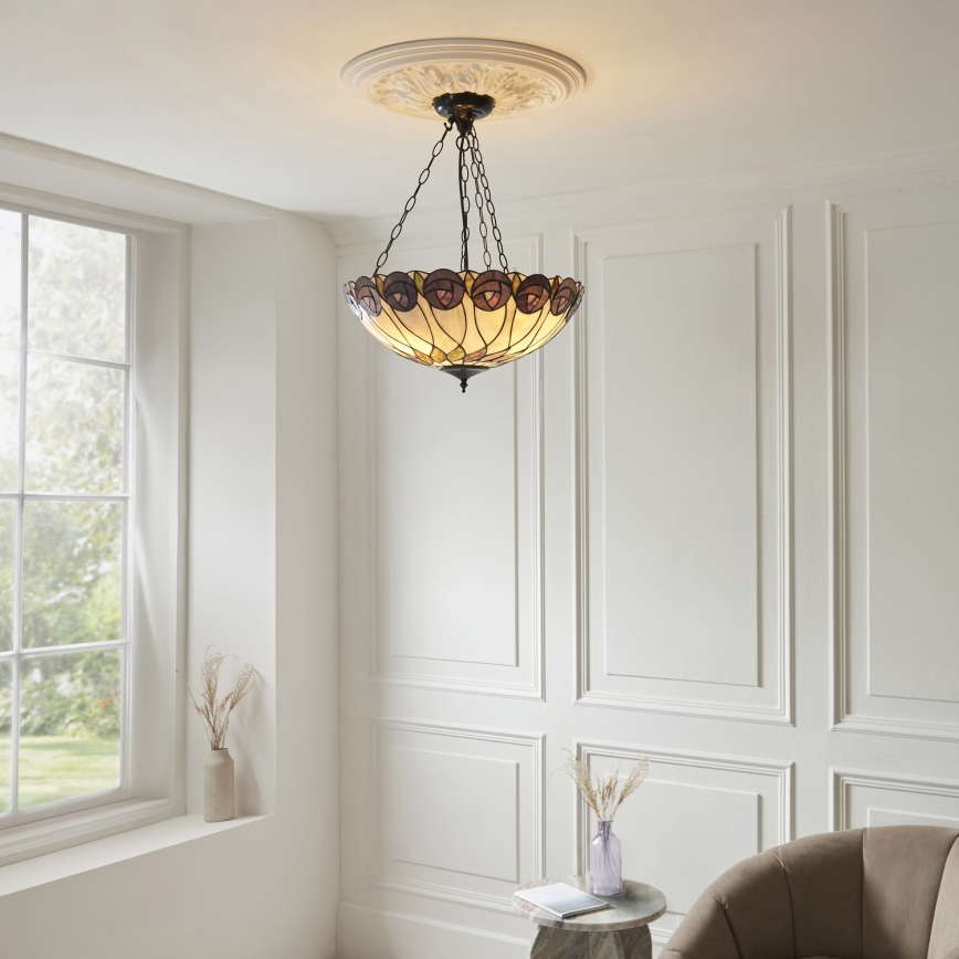 Endon 111872 - Πολυέλαιος σε αλυσίδα Tiffany HUTCHINSON 3xE27/60W/230V διάμ. 50 εκ.