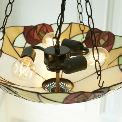 Endon 111879 - Κρεμαστό φωτιστικό σε αλυσίδα Tiffany INGRAM 3xE27/10W/230V Ø 45 cm