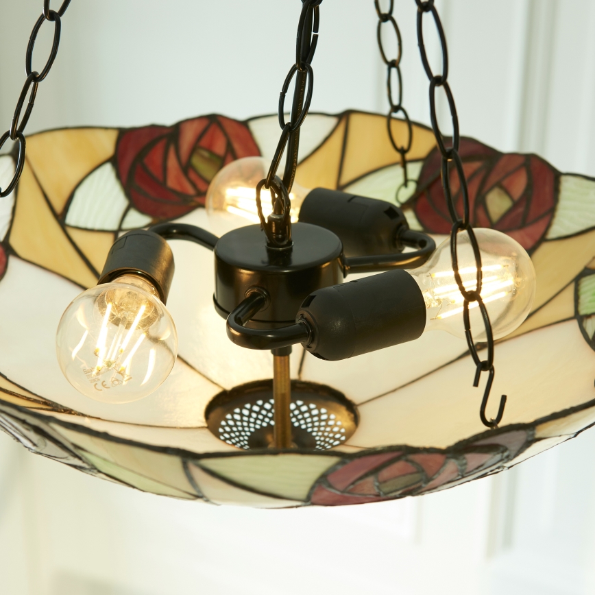 Endon 111879 - Κρεμαστό φωτιστικό σε αλυσίδα Tiffany INGRAM 3xE27/10W/230V Ø 45 cm