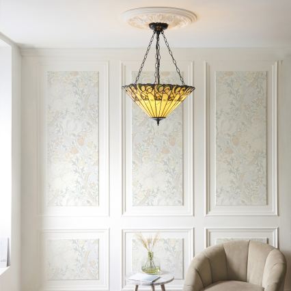 Endon 111881 - Κρεμαστό φωτιστικό με αλυσίδα Tiffany JAMELIA 3xE27/10W/230V Ø 50 cm