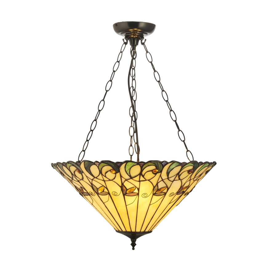 Endon 111881 - Κρεμαστό φωτιστικό με αλυσίδα Tiffany JAMELIA 3xE27/10W/230V Ø 50 cm