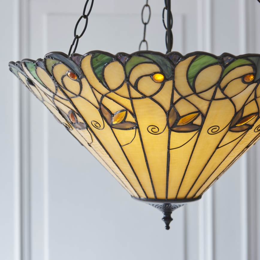 Endon 111881 - Κρεμαστό φωτιστικό με αλυσίδα Tiffany JAMELIA 3xE27/10W/230V Ø 50 cm