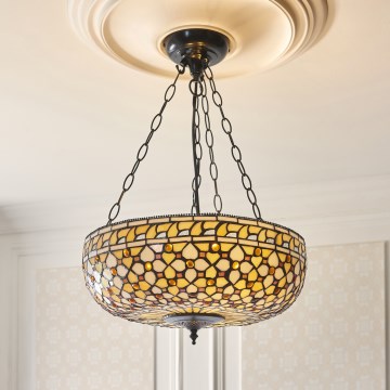 Endon 111882 - Κρεμαστό φωτιστικό με αλυσίδα Tiffany MILLE FEUX 3xE27/10W/230V διάμ. 45 εκ.