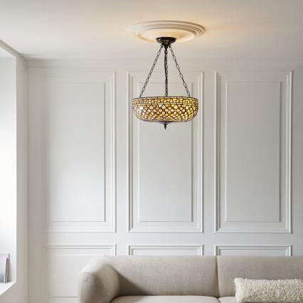 Endon 111882 - Κρεμαστό φωτιστικό με αλυσίδα Tiffany MILLE FEUX 3xE27/10W/230V διάμ. 45 εκ.