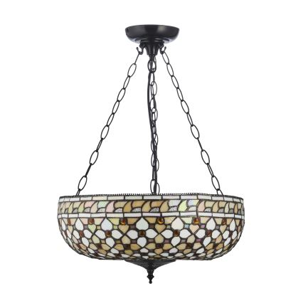 Endon 111882 - Κρεμαστό φωτιστικό με αλυσίδα Tiffany MILLE FEUX 3xE27/10W/230V διάμ. 45 εκ.