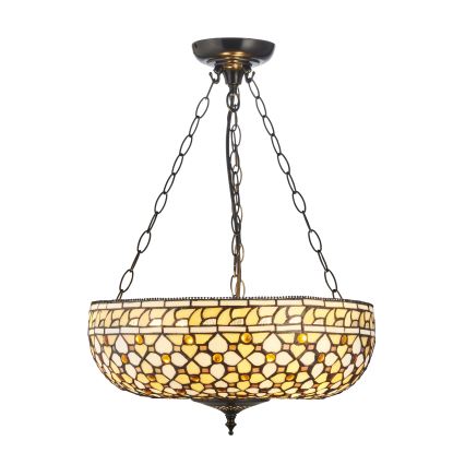 Endon 111882 - Κρεμαστό φωτιστικό με αλυσίδα Tiffany MILLE FEUX 3xE27/10W/230V διάμ. 45 εκ.