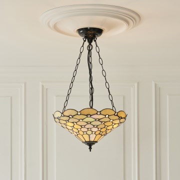 Endon 111884 - Πολυέλαιος Tiffany PEARL με αλυσίδα 3xE27/10W/230V διάμ. 37 εκ.