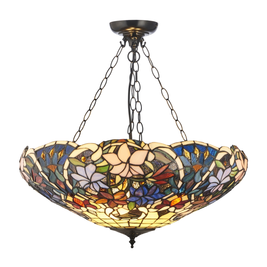 Endon 111887 - Πολυέλαιος με αλυσίδα Tiffany SULLIVAN 3xE27/10W/230V διάμ. 57 εκ.