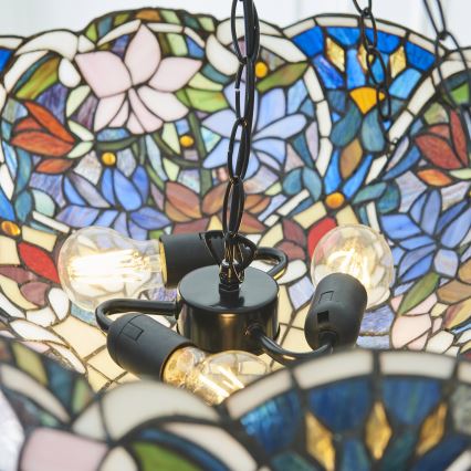 Endon 111887 - Πολυέλαιος με αλυσίδα Tiffany SULLIVAN 3xE27/10W/230V διάμ. 57 εκ.