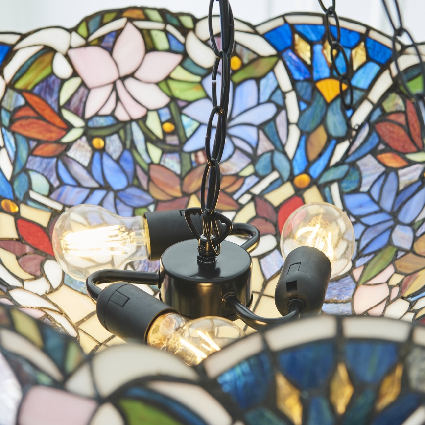 Endon 111887 - Πολυέλαιος με αλυσίδα Tiffany SULLIVAN 3xE27/10W/230V διάμ. 57 εκ.