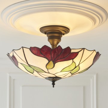 Endon 111896 - Επιφανειακό φωτιστικό οροφής Tiffany BOTANICA 3xE27/10W/230V διάμ. 45 cm