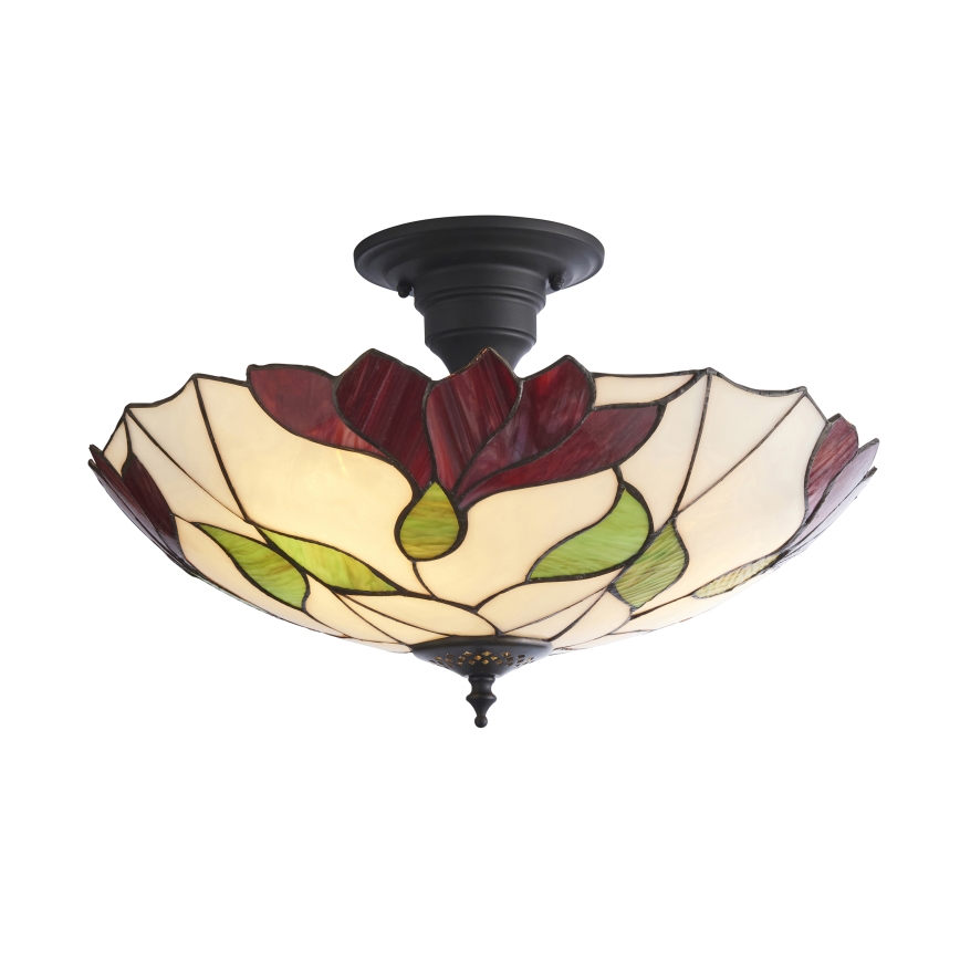 Endon 111896 - Επιφανειακό φωτιστικό οροφής Tiffany BOTANICA 3xE27/10W/230V διάμ. 45 cm