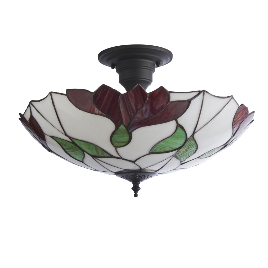 Endon 111896 - Επιφανειακό φωτιστικό οροφής Tiffany BOTANICA 3xE27/10W/230V διάμ. 45 cm