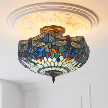 Endon 111897 - Επιφανειακό φωτιστικό οροφής Tiffany DRAGONFLY 3xE27/10W/230V Ø 41 εκ.