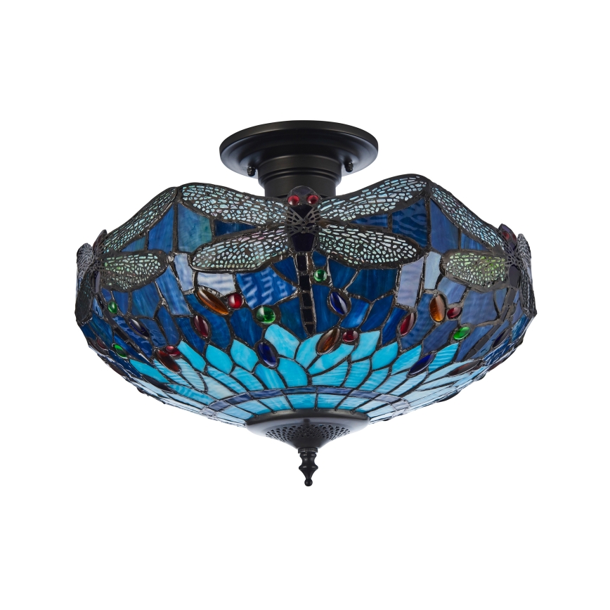 Endon 111897 - Επιφανειακό φωτιστικό οροφής Tiffany DRAGONFLY 3xE27/10W/230V Ø 41 εκ.