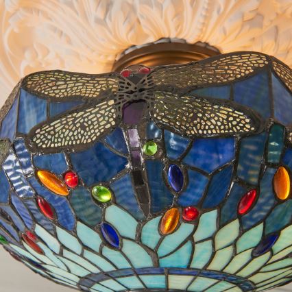 Endon 111897 - Επιφανειακό φωτιστικό οροφής Tiffany DRAGONFLY 3xE27/10W/230V Ø 41 εκ.