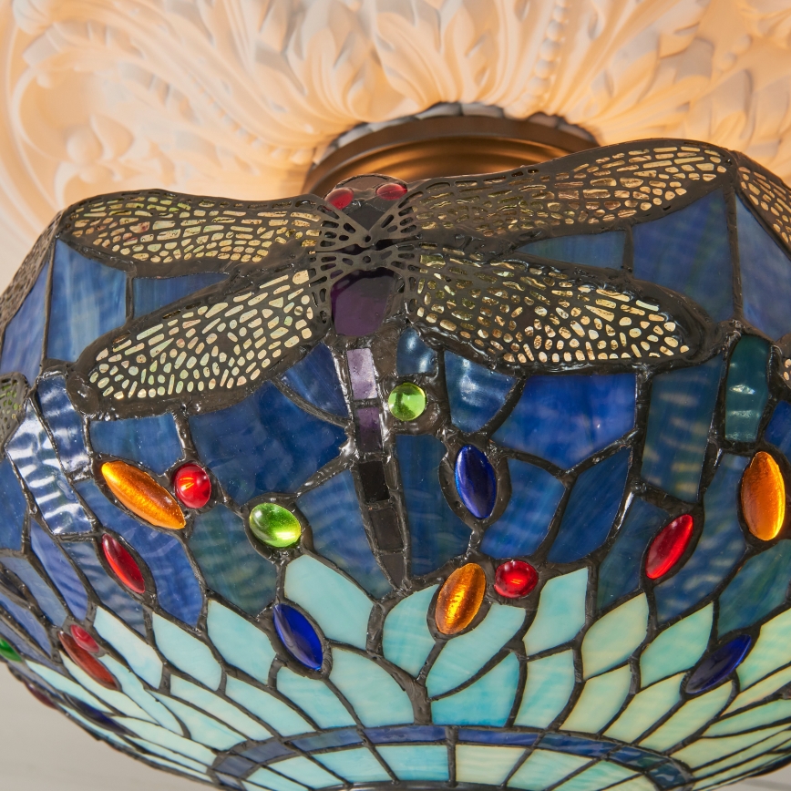 Endon 111897 - Επιφανειακό φωτιστικό οροφής Tiffany DRAGONFLY 3xE27/10W/230V Ø 41 εκ.
