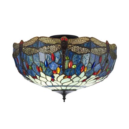 Endon 111899 - Φωτιστικό οροφής Tiffany DRAGONFLY 3xE27/10W/230V, διάμ. 50 cm