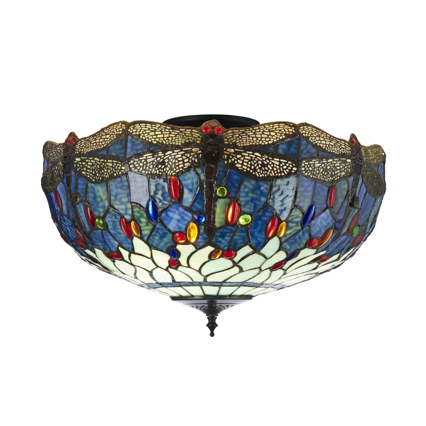 Endon 111899 - Φωτιστικό οροφής Tiffany DRAGONFLY 3xE27/10W/230V, διάμ. 50 cm