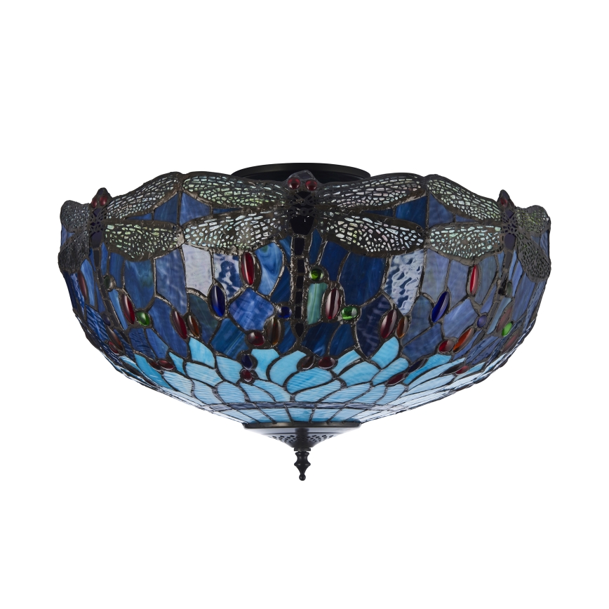 Endon 111899 - Φωτιστικό οροφής Tiffany DRAGONFLY 3xE27/10W/230V, διάμ. 50 cm