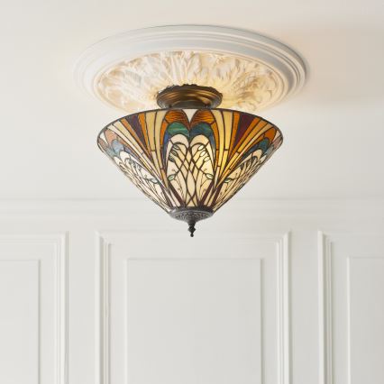 Endon 111905 - Προσαρτημένο φωτιστικό οροφής Tiffany HECTOR 3xE27/10W/230V, διάμετρος 40 εκ.