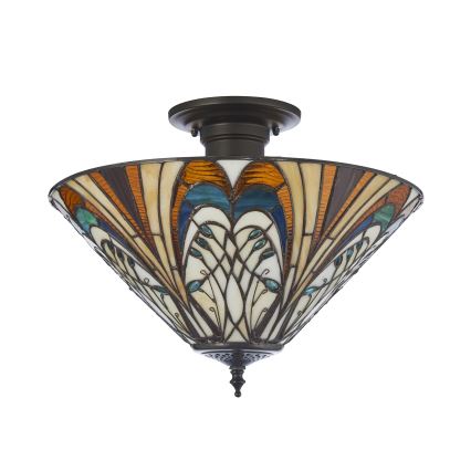Endon 111905 - Προσαρτημένο φωτιστικό οροφής Tiffany HECTOR 3xE27/10W/230V, διάμετρος 40 εκ.