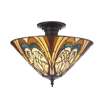 Endon 111905 - Προσαρτημένο φωτιστικό οροφής Tiffany HECTOR 3xE27/10W/230V, διάμετρος 40 εκ.