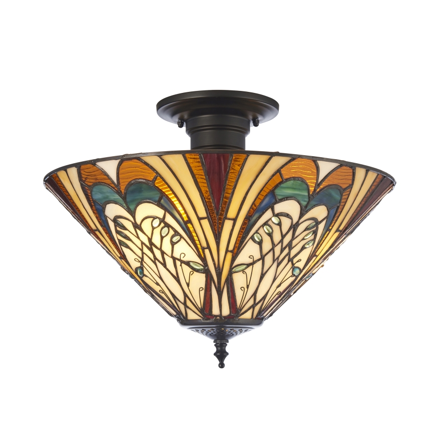 Endon 111905 - Προσαρτημένο φωτιστικό οροφής Tiffany HECTOR 3xE27/10W/230V, διάμετρος 40 εκ.