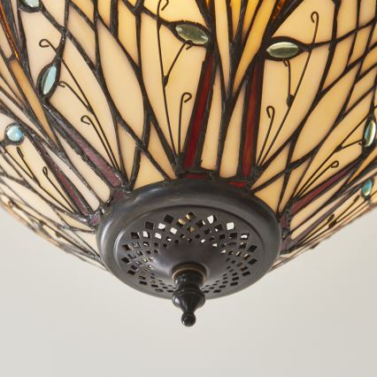 Endon 111905 - Προσαρτημένο φωτιστικό οροφής Tiffany HECTOR 3xE27/10W/230V, διάμετρος 40 εκ.