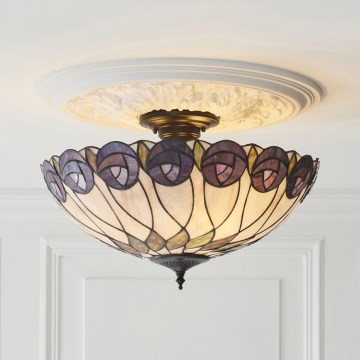 Endon 111906 - Επιφανειακό φωτιστικό οροφής Tiffany HUTCHINSON 3xE27/10W/230V διάμ. 50 cm