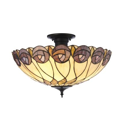Endon 111906 - Επιφανειακό φωτιστικό οροφής Tiffany HUTCHINSON 3xE27/10W/230V διάμ. 50 cm