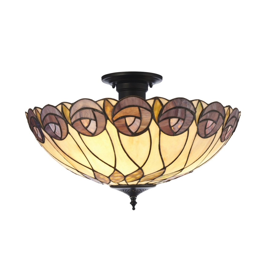 Endon 111906 - Επιφανειακό φωτιστικό οροφής Tiffany HUTCHINSON 3xE27/10W/230V διάμ. 50 cm
