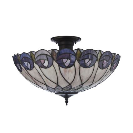 Endon 111906 - Επιφανειακό φωτιστικό οροφής Tiffany HUTCHINSON 3xE27/10W/230V διάμ. 50 cm