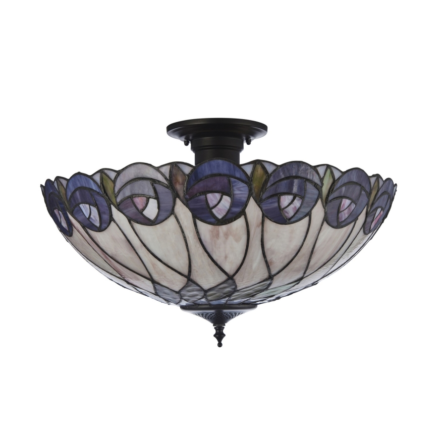 Endon 111906 - Επιφανειακό φωτιστικό οροφής Tiffany HUTCHINSON 3xE27/10W/230V διάμ. 50 cm