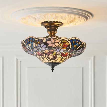 Endon 111915 - Επιφανειακό φωτιστικό οροφής Tiffany SULLIVAN 3xE27/10W/230V Ø 40 εκ.