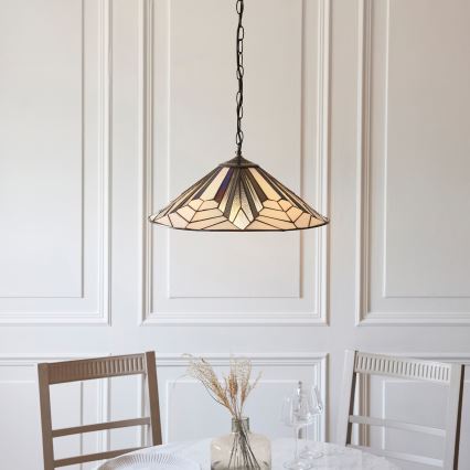 Endon 111922 - Κρεμαστό φωτιστικό σε αλυσίδα Tiffany ASTORIA, 3xE27/10W/230V, Ø 48 cm