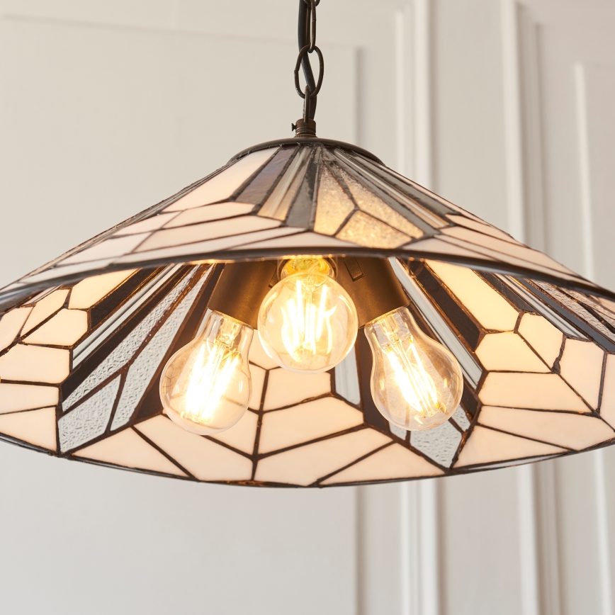 Endon 111922 - Κρεμαστό φωτιστικό σε αλυσίδα Tiffany ASTORIA, 3xE27/10W/230V, Ø 48 cm