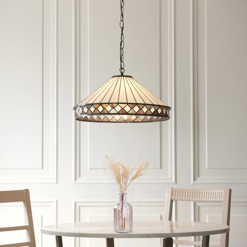 Endon 111961 - Πολυέλαιος με αλυσίδα Tiffany FARGO 3xE27/10W/230V, διάμ. 50 cm