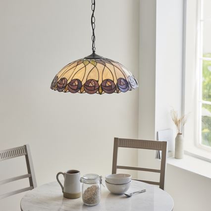 Endon 111985 - Κρεμαστό φωτιστικό σε αλυσίδα Tiffany HUTCHINSON 3xE27/10W/230V Ø 50 cm