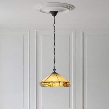 Endon 111989 - Κρεμαστό φωτιστικό με αλυσίδα Tiffany NEVADA 3xE27/10W/230V διάμ. 40 cm