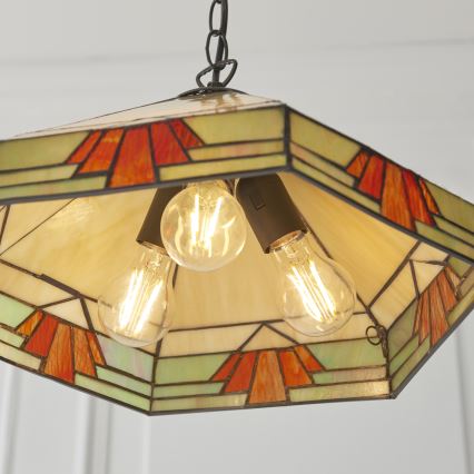 Endon 111989 - Κρεμαστό φωτιστικό με αλυσίδα Tiffany NEVADA 3xE27/10W/230V διάμ. 40 cm