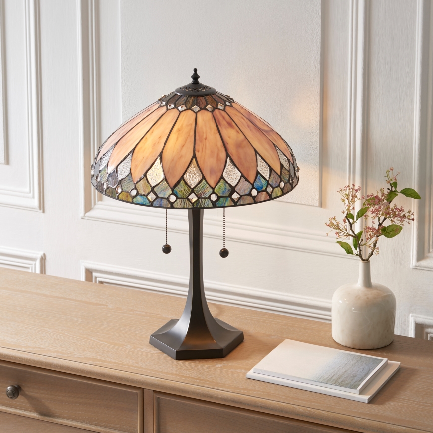 Endon 112183 - Επιτραπέζιο φωτιστικό Tiffany BROOKLYN 2xE14/10W/230V διάμ. 40 εκ.