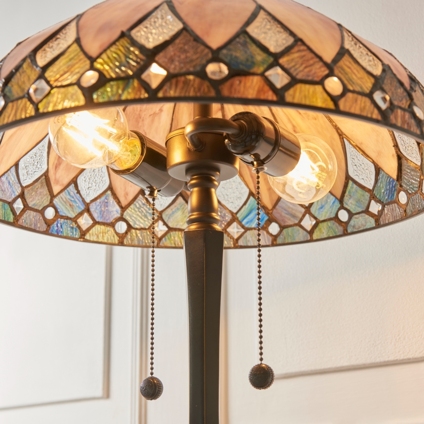 Endon 112183 - Επιτραπέζιο φωτιστικό Tiffany BROOKLYN 2xE14/10W/230V διάμ. 40 εκ.