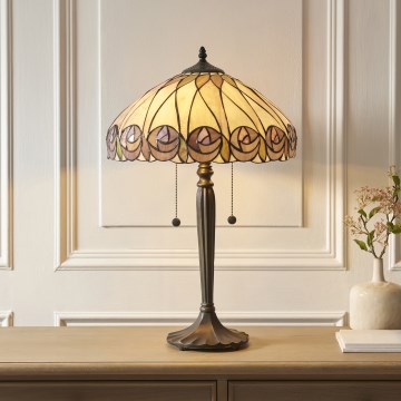 Endon 112184 - Επιτραπέζιο φωτιστικό Tiffany HUTCHINSON 2xE27/10W/230V Ø 40 εκ.