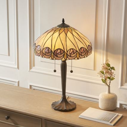 Endon 112184 - Επιτραπέζιο φωτιστικό Tiffany HUTCHINSON 2xE27/10W/230V Ø 40 εκ.