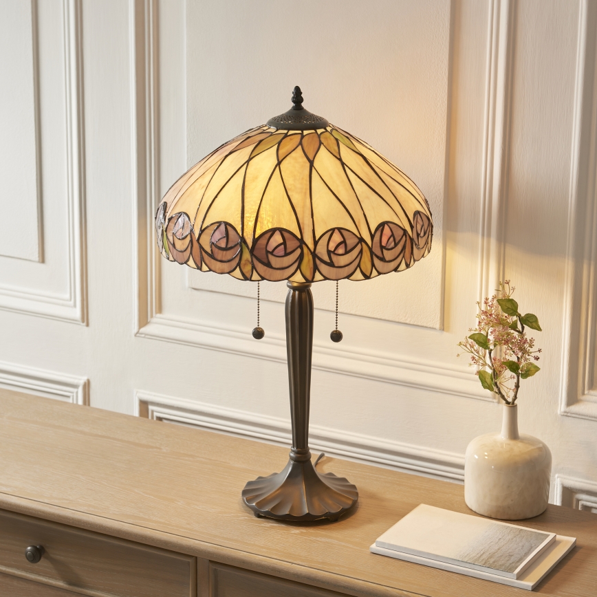Endon 112184 - Επιτραπέζιο φωτιστικό Tiffany HUTCHINSON 2xE27/10W/230V Ø 40 εκ.